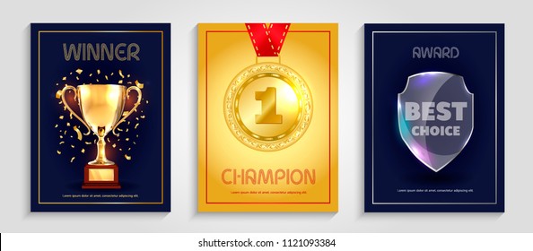 Vector Poster Design For Winner, Champion And Best Choice Award. 