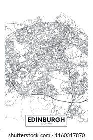 Vector poster detailed city map Edinburgh