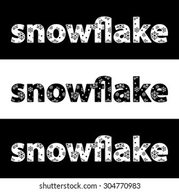 Vector poster with double exposure with the black and white snowflakes