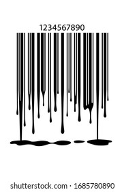 Vector Poster with Dripping Down Product Bar Code. Abstract Creative Sale Concept. Melting Prices Illustration