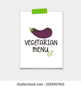 Vector poster, eco badge or tag, bio green logo. Vegan sign for cafe, restaurants, products packaging. Hand drawn leaves, branches, plant elements with lettering. Organic design template.