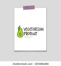 Vector poster, eco badge or tag, bio green logo. Vegan sign for cafe, restaurants, products packaging. Hand drawn leaves, branches, plant elements with lettering. Organic design template.