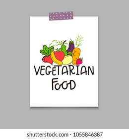Vector poster, eco badge or tag, bio green logo. Vegan sign for cafe, restaurants, products packaging. Hand drawn leaves, branches, plant elements with lettering. Organic design template.