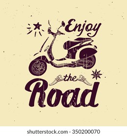 Vector poster "Enjoy the road". Vintage bike illustration
