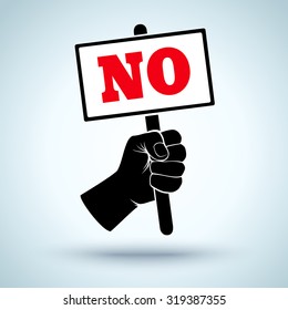 Vector poster with fist and placard. Protest