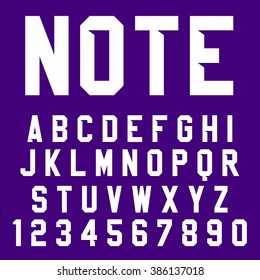 Vector Poster Font. Condensed typeface, bold letters and digits with shadow