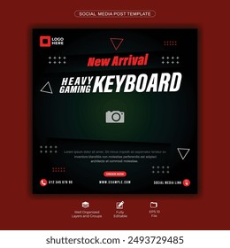 Vector poster, gaming keyboard, gamer.