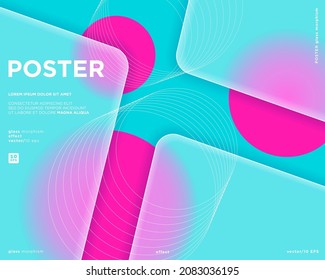 Vector Poster in glass morphism style.
Translucent, frosted glass and abstract amorphous shapes. Place for your text.