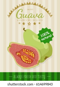 Vector poster with a guava. Vector illustration for your design
