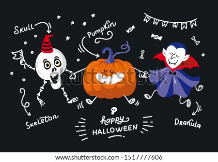 Similar – Image, Stock Photo Monster dance | chalk drawings on sidewalk slabs