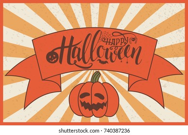 Vector poster for halloween. Typography poster. Autumn illustration. Greeting card. Halloween's poster. Badge for halloween.