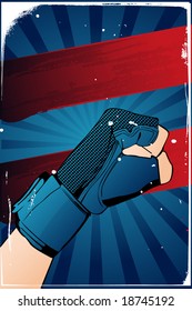 vector poster hand fist in retro style