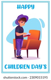 Vector poster happy international children day illustration 