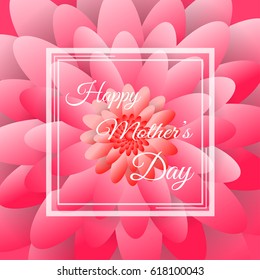 Vector poster of Happy Mother's Day on the floral background with white frame and text.