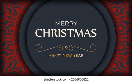 Afiche del vector Feliz año nuevo y adorno rojo. Feliz Navidad Grafiqué el diseño de tarjetas de felicitación con patrones de invierno.