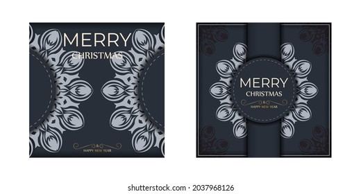 Vector Poster Happy New Year Abstract Patterns Merry Christmas Ready-to-print gray color greeting card design with orange winter patterns.