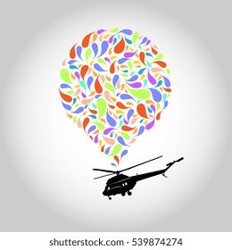 Vector poster with helicopter isolated on abstract background