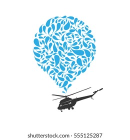 Vector poster with helicopter isolated on white background