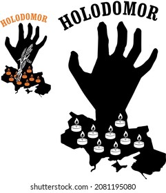vector poster Holodomor. hand spikelets inscription holodomor