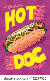 vector poster with hot dog