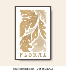 Vektorgrafik Poster Illustration mit abstrakten handgezeichneten Blättern und Schriftzügen isoliert auf hellem Hintergrund. Modernes Blumendesign für Grußkartendruck, Einladungs-Vorlage, Banner