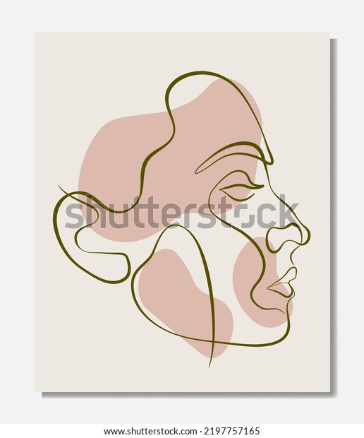 Vector Poster Illustration Line Art Face Stock Vector Royalty Free