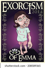 Vector poster illustration of a little girl in a weird pose