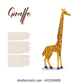 Vector poster illustration with origami giraffe. Best for ethnic flyer, visit card, brochure