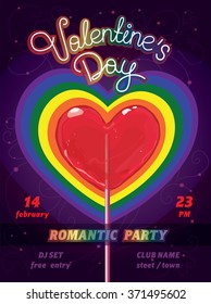 Vector poster with illustration - Valentine's day romantic party