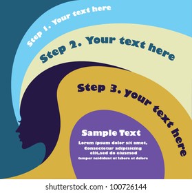 vector poster with image of girl image with colorful stylized hair and place for text