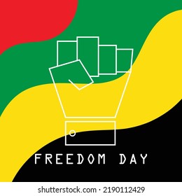 The vector poster in the image has a four-color background, red, yellow, green, and black, with a white lettering in the center of the image with a hand.