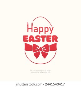 Vector poster with the inscription Happy Easter on a light background. Greeting card.
