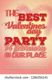 Vector poster invite to Valentines Day party with a hearts 