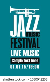 Vector poster for a jazz festival of live music with saxophone in retro style on the emerald green background