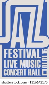 Vector poster for a jazz festival of live music in retro style on blue background