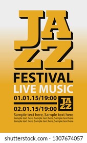 Vector poster for a jazz festival of live music with place for text in retro style on the yellow background