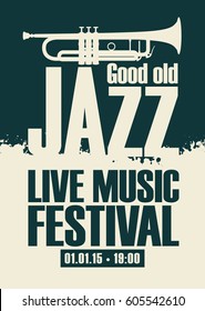 vector poster for the jazz festival live music with a trumpet