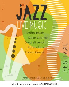 Vector poster for the jazz festival with music instruments. Perfect for music events, jazz concerts.