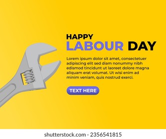 Vector poster of Labor Day Illustration Template. Labor Day concept on isolated background. Celebrate on Labor Day. Labor day background design vector. Labour Concept With Wrench Template Vector.