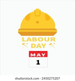 vector poster of Labor Day On 1st May hand lettering with tools.
