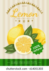 Vector poster with a lemon. Vector illustration for your design