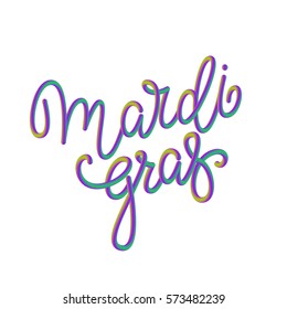 Vector poster with lettering isolated on background. Mardi Gras carnival background. 