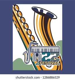 Vector poster for a live music festival with a microphone, acoustic guitar and inscription in retro style. Template for flyers, banners, invitations, brochures and covers