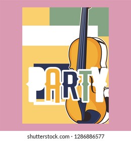 Vector poster for a live music festival with a microphone, acoustic guitar and inscription in retro style. Template for flyers, banners, invitations, brochures and covers