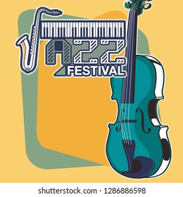 Vector poster for a live music festival with a microphone, acoustic guitar and inscription in retro style. Template for flyers, banners, invitations, brochures and covers