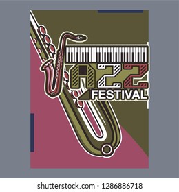 Vector poster for a live music festival with a microphone, acoustic guitar and inscription in retro style. Template for flyers, banners, invitations, brochures and covers