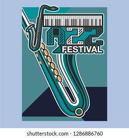 Vector poster for a live music festival with a microphone, acoustic guitar and inscription in retro style. Template for flyers, banners, invitations, brochures and covers