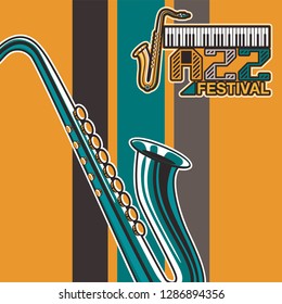 Vector poster for a live music festival with a microphone, acoustic guitar and inscription in retro style. Template for flyers, banners, invitations, brochures and covers
