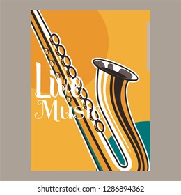 Vector poster for a live music festival with a microphone, acoustic guitar and inscription in retro style. Template for flyers, banners, invitations, brochures and covers