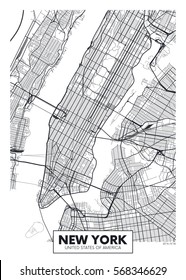 Vector poster map city New York